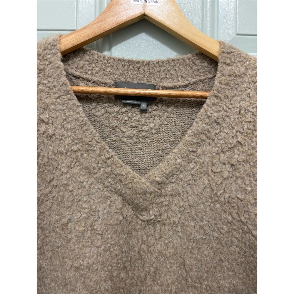 Anthropology Sweater Womens Size M Taupe Boucle Textured Knit V-Neck Pullover - Picture 5 of 11